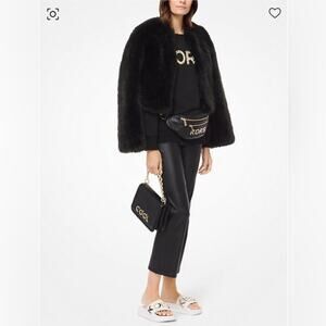 NWT - Michael Kors - Faux Fur Open Front Cropped Jacket Size XL